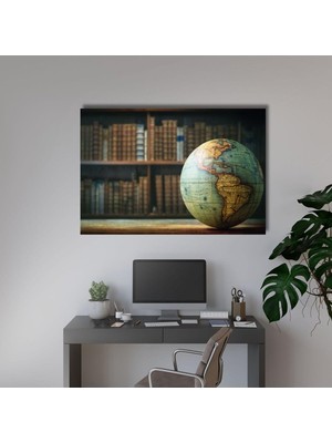 Gaagart Tekli Yatay Kanvas Tablo Yüksek Kalite Dünya ve Kitaplık 100 x 70 GARTNM8555