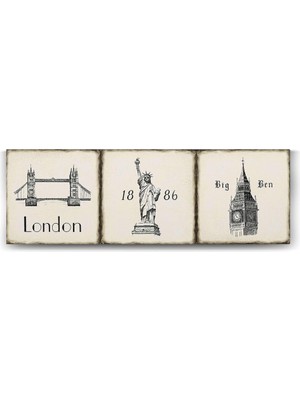 London Kolaj Panorama Tablo - 120X40CM