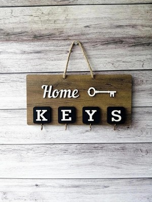 Home Keys El Yapımı Ahşap Anahtar Askısı, Elbise Askısı, Askılık Pano Anahtarlık