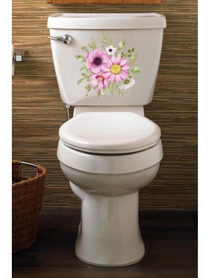 Renkli Çiçekler Klozet Kapağı ve Banyo Sticker