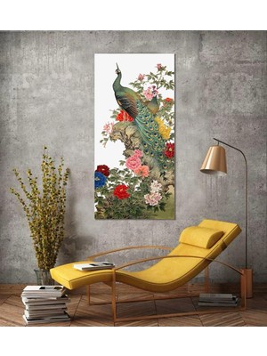 35X70CM Tavus Kuşu Dekoratif Duvar Kanvas Tablo