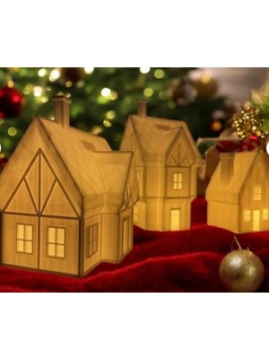 Metadesing Noel Evi Tealight Mumluk Seti, Yılbaşı Süsü, Pla Organik Plastik, Beyaz, 10X6X7 cm
