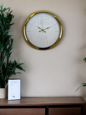 KSB Store Elegant White Gold 40 cm Metal Duvar Saati