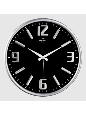 Premium Serisi Metal Çerçeveli Kabartma Rakamlı Bombe Camlı 35 cm Duvar Saati Gri
