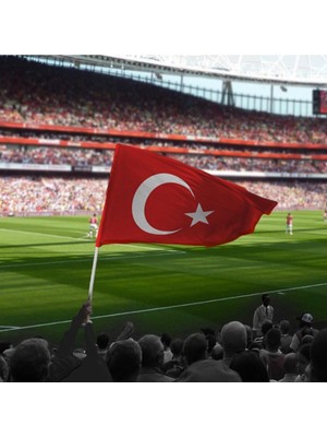 Zc Bayrak Sopalı Türk Bayrağı 100X150 Yüksek Kalite Çift Tarafllı Fabrikasyon Baskı Alpaka K