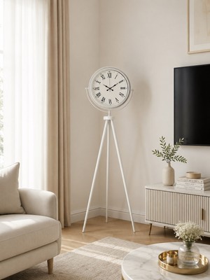 KSB Store Platin Classic White Roma Tripod Ayaklı Saat