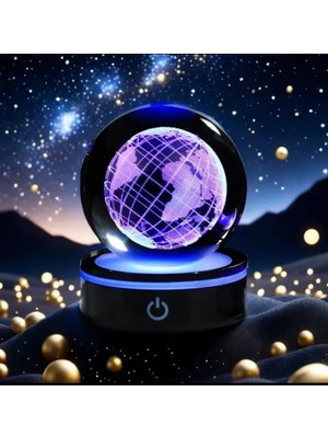 Haritası Figürlü 3D LED Gece Lambası 3 Boyutlu Küre Dünya Haritası LED Lamba