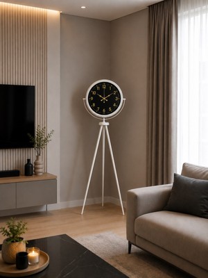 KSB Store Royal Gold Rakamlı Beyaz Tripod Ayaklı Saat