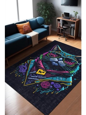 Tenas Gamer Halısı Şönil Pamuk Tabanlı Kaymaz Yıkanabilir Gaming Oyuncu Odası Halısı 100X15
