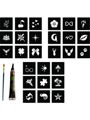 Minimal 27 Desen Hint Kınasıyla Geçici Dövme Yapma Seti