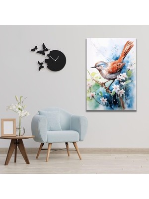Dikey Kanvas Duvar Tablosu Ağaç Dalında Bülbül 30 x 40 GARTNM7009