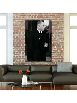 Gaagart Tekli Dikey Kanvas Ofis Tablosu Siyah Beyaz Atatürk Portresi 40 x 60 GARTNM7057