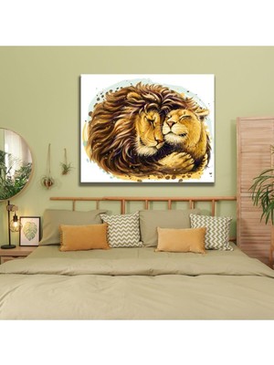 Gaagart Tekli Yatay Kanvas Duvar Tablosu Aslan Kral ve Dişi Aslan 60 x 40 GARTNM8665