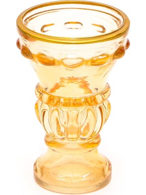 Gold Detaylı Amber Kristal Cam Şamdan Mumluk