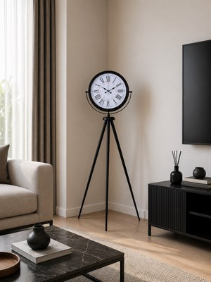 KSB Store Siyah Roma Rakamlı Lüks Tasarım Tripod Ayaklı Saat