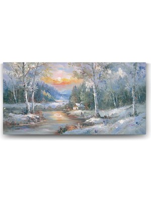 Kış Orman Manzarası Tablosu - 80X40CM