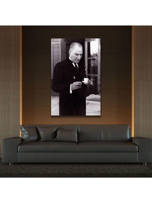Gaagart Tekli Dikey Kanvas Ofis Tablosu Kahve Içen Atatürk Portresi 40 x 60 GARTNM7054