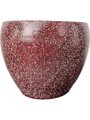 Tasarımı Ev Dekorasyon Bordo Granit Toprak Saksı Saksılık Salon Çiçeklik - 15 cm