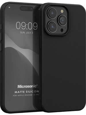 Kılıf Matte Silicone Apple iPhone 15 Pro Için Siyah [iphone 15 Pro ile Uyumlu Kılıf - Siyah]