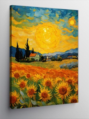 Tablo Mega Kanvas Tablo Van Gogh Tarzı Ayçiçekleri, 50CM x 70CM