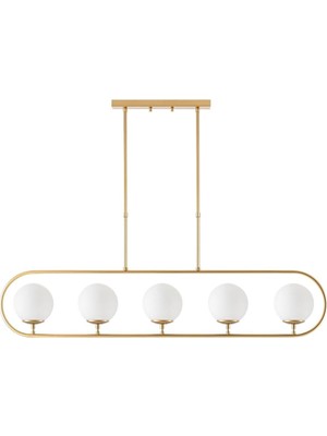 Modern Camlı 5'li Avize Parlak Gold Yatak Odası ve Salon Için E14 Uyumlu, ALTIN-10620