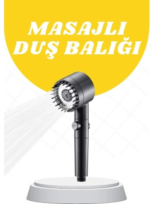 Aesco Duş Başlığı Yüksek Basınçlı Masaj Taraklı 3 Kademeli
