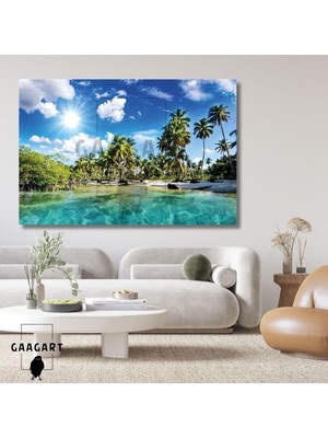 Tekli Yatay Kanvas Duvar Tablosu Kaliteli Hawaii Manzarası, 150 x 100