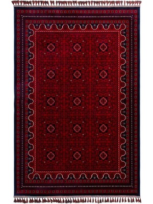 Elvey Home Afgan Vintage Kaymaz Taban Gerçek Kadife Bambu Sık Dokuma Otantik Dekoratif Zamansız T