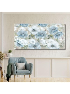 Panoramik Kanvas Duvar Tablosu Soft Pastel Mavi Flower, 100 x 50