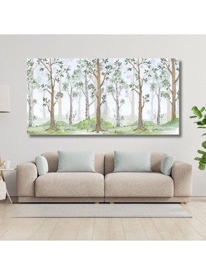 Panoramik Kanvas Duvar Tablosu Çizgisel Orman Manzarası, 100 x 50