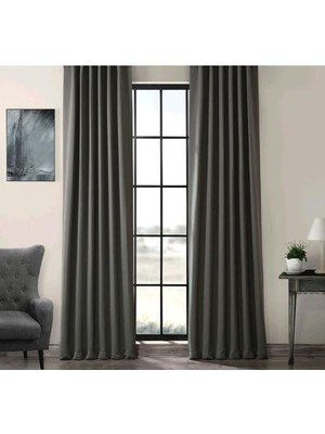 Evdepo Home Blackout Fon PERDE,%100 Karartma, Isı Yalıtımlı, Pilesiz, Antrasit, Tek Kanat 60 x 2