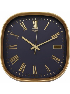 Premium Serisi Abs Kasa Duvar Saati Oval 30 cm Roma Rakamlı Gold-Lacivert
