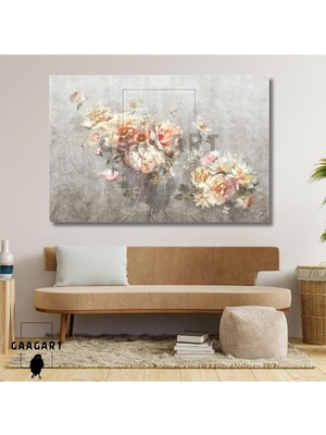 Tekli Yatay Kanvas Salon Duvar Tablosu Lila Çiçekler, 100 x 70