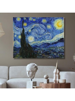 Tekli Yatay Kanvas Duvar Tablosu Vincent Van Gogh Yıldızlı Gece, 40 x 30