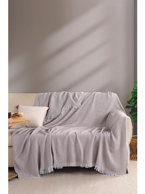 Carden Organik Pamuklu Kaymaz Koltuk Örtüsü Desenli 200X230 cm Kanepe Çekyat Buldan Bezi Bej