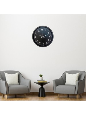 KSB Store Siyah Arapça Rakamlı 52 x 52 cm Duvar Saati