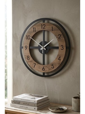 KSB Store Ahşap Dekoratif Duvar Saati 40 cm Sessiz