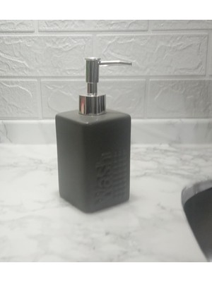 Seramik Sıvı Sabunluk Koyu Bej Modern 7X7X17CM 300ML Banyo Seti