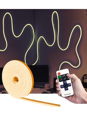 5 Metre Esnek Neon LED Şerit Dimmer Kumandalı Dekoratif Aydınlatma Seti SB-6538 (Amber)
