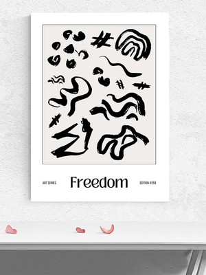 Freedom Ink Lines, Özgür Mürekkep Çizgileri Soyut Sanat Sanatsal Poster - Afiş - Dekorasyon