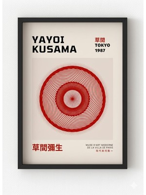 Siyah Ahşap Çerçeveli Yayoi Kusama “tokyo 1987” Poster – Modern Japon Sanatı Duvar Tablosu