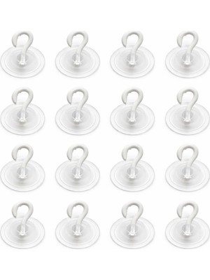Şeffaf Cam Vantuzlu Askı Seti 16'li, 3 cm x 3 cm Kompakt Tasarım, 3 cm Çap Güçlü Vakumlu Yap�