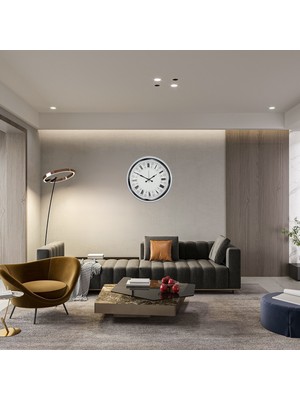 KSB Store Beyaz Motifli Tasarım 52 cm Metal Duvar Saati