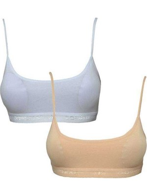 Royaleks Pedli Ip Askılı Beyaz ve Ten Rengi Büstiyer 2 Adet