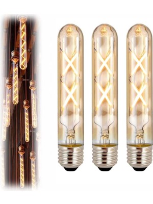 Vintage LED Ampul, E27, 4W, 2500K Sıcak Sarı Işık, Amber Cam, 18,5 Cm, Rustik Ampul Amber Renk �