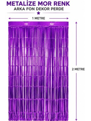 KSB Store Mey Ithalat® Mor Metalize Parti Perdesi 100X200 cm – Kapı ve Arka Fon Perdesi