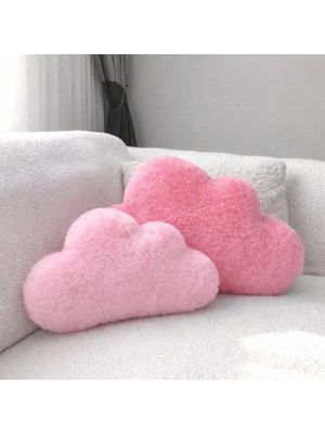 Pembe Peluş Bulut Dekoratif Yastık, 30X30 cm