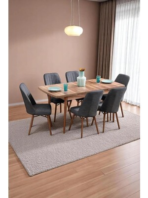 Kaktüs Avm Mutfak Masası Takımı / 6 Kişilik Açılır Masa Sandalye Takımı / Yemek Masası /