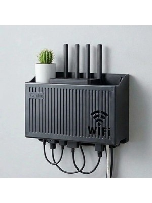 KSB Store Buffer® Duvar Tipi Wi-Fi Modem Saklama Kutusu(Siyah) – Kablo Düzenleyici Router Raf Organizer