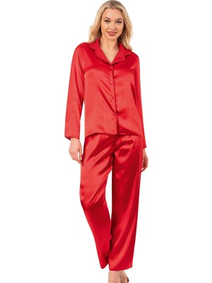 Obje Kadın Kırmızı Saten Pijama Alt